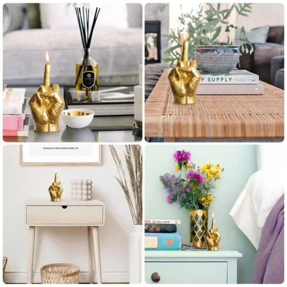 Middle Finger Scented Candle Black Danish Pastel Room Decor - Gold Small - Picture 4 of 4